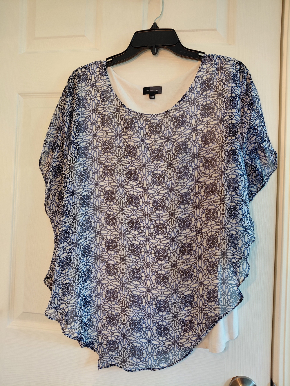 The LIMITED Blue Patterned Layered Women's Top Size L